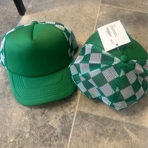 Green & white checkered trucker hats